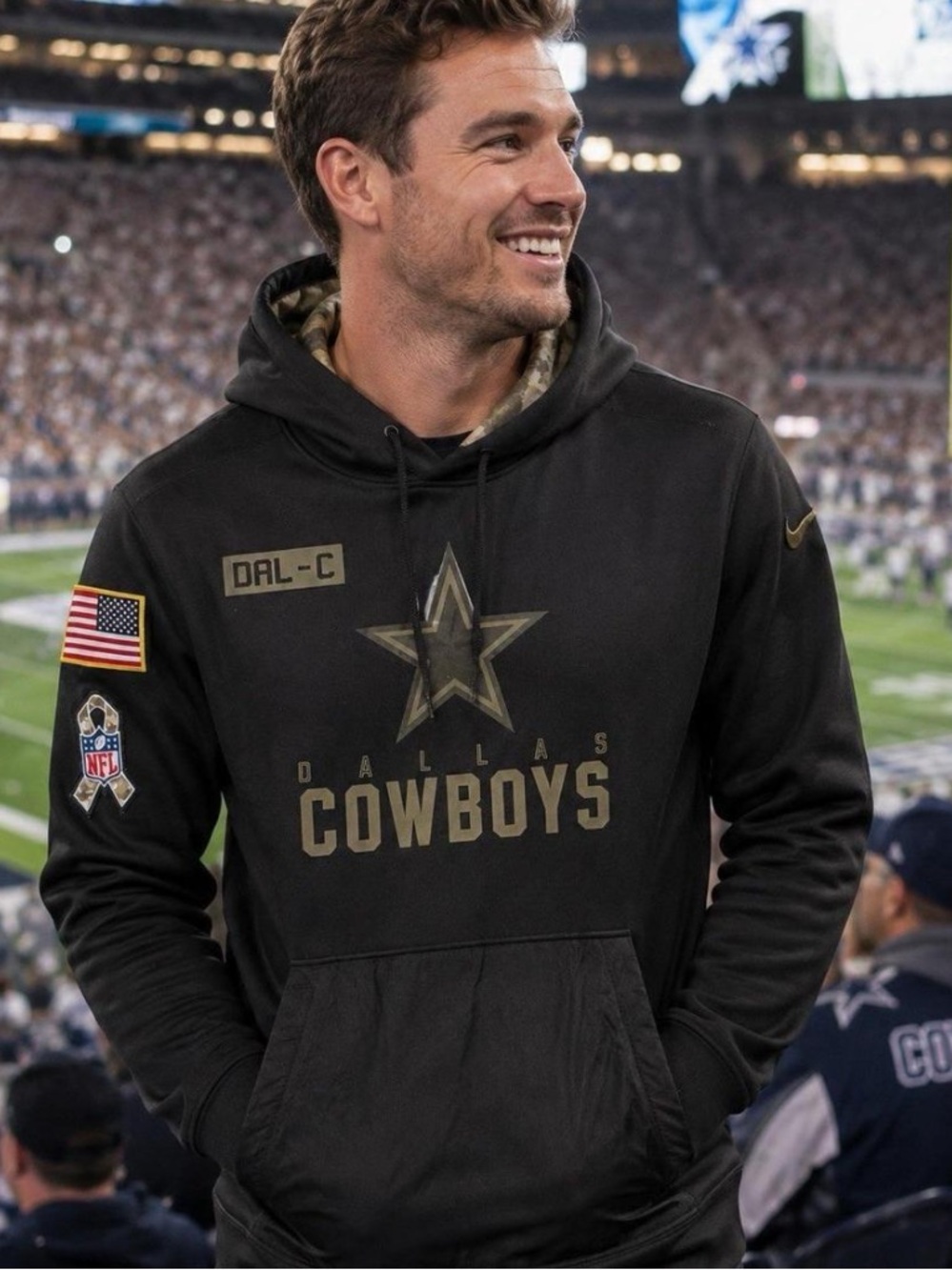 Nike Dallas Cowboys Salute to Service Therma Fit Hoodie Black Camo Size Small